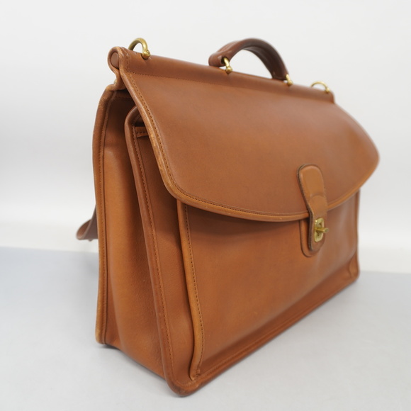 Auth Coach Briefcase 5266 Leather Brown Gold metal - Picture 2 of 12